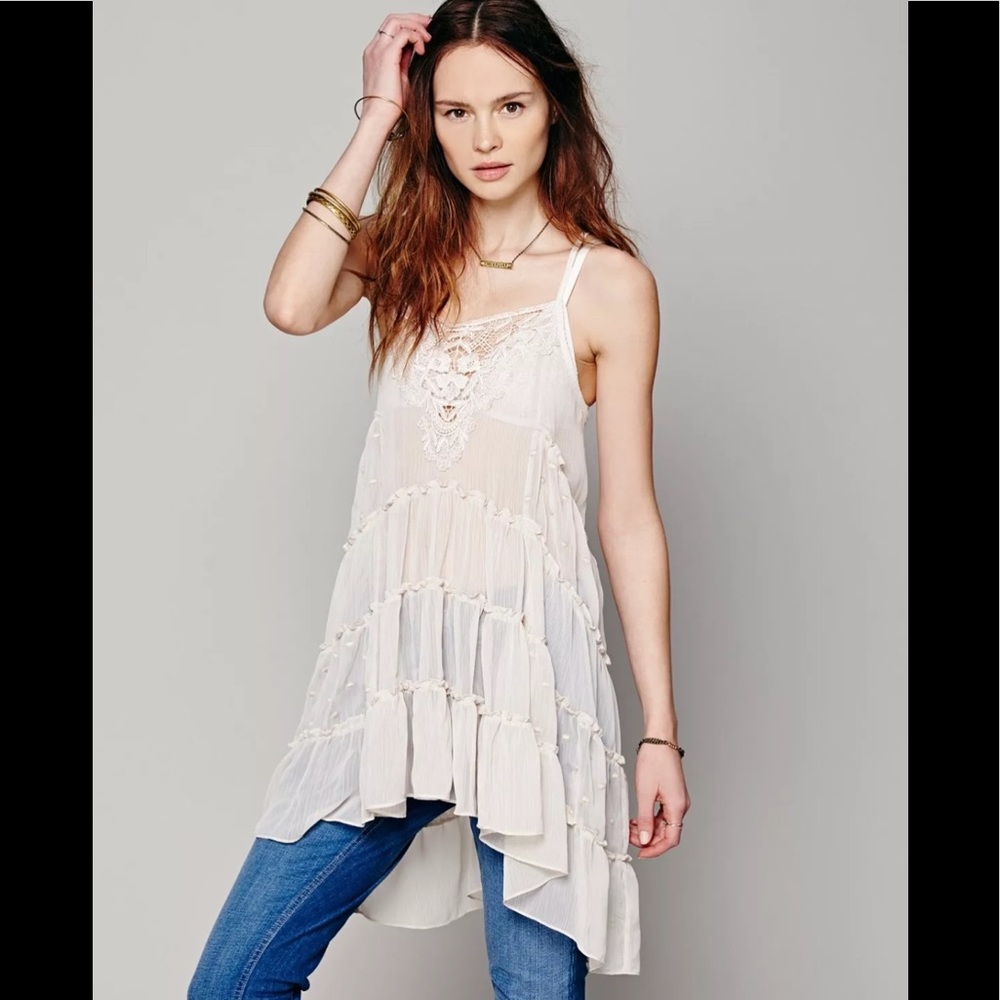 FREE PEOPLE Near&Dear Ruffle Tiered Trapeze Tunic NEVER WORN NO TAGS
